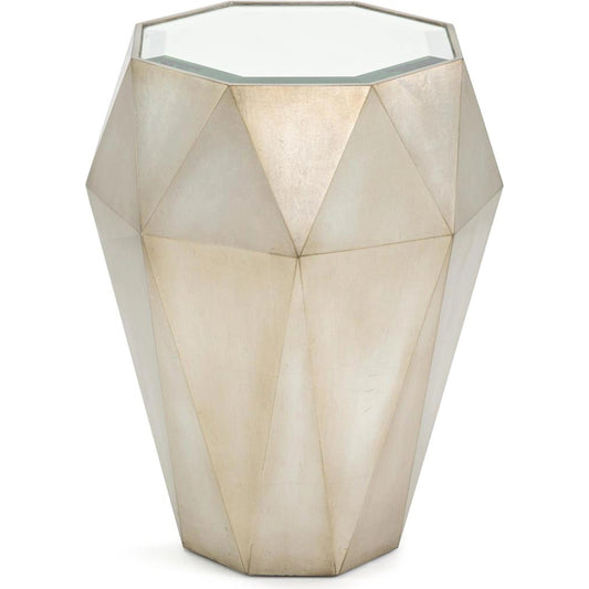 Radiant Accent Table by John-Richard in burnished silver leaf. Made from unique in a modern style.