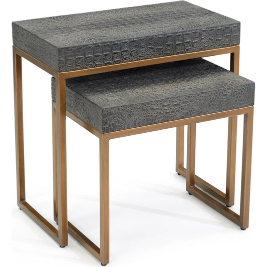 Greystoke Nesting End Tables by John-Richard in greystoke black and aztec gold. Made from unique in a modern style.