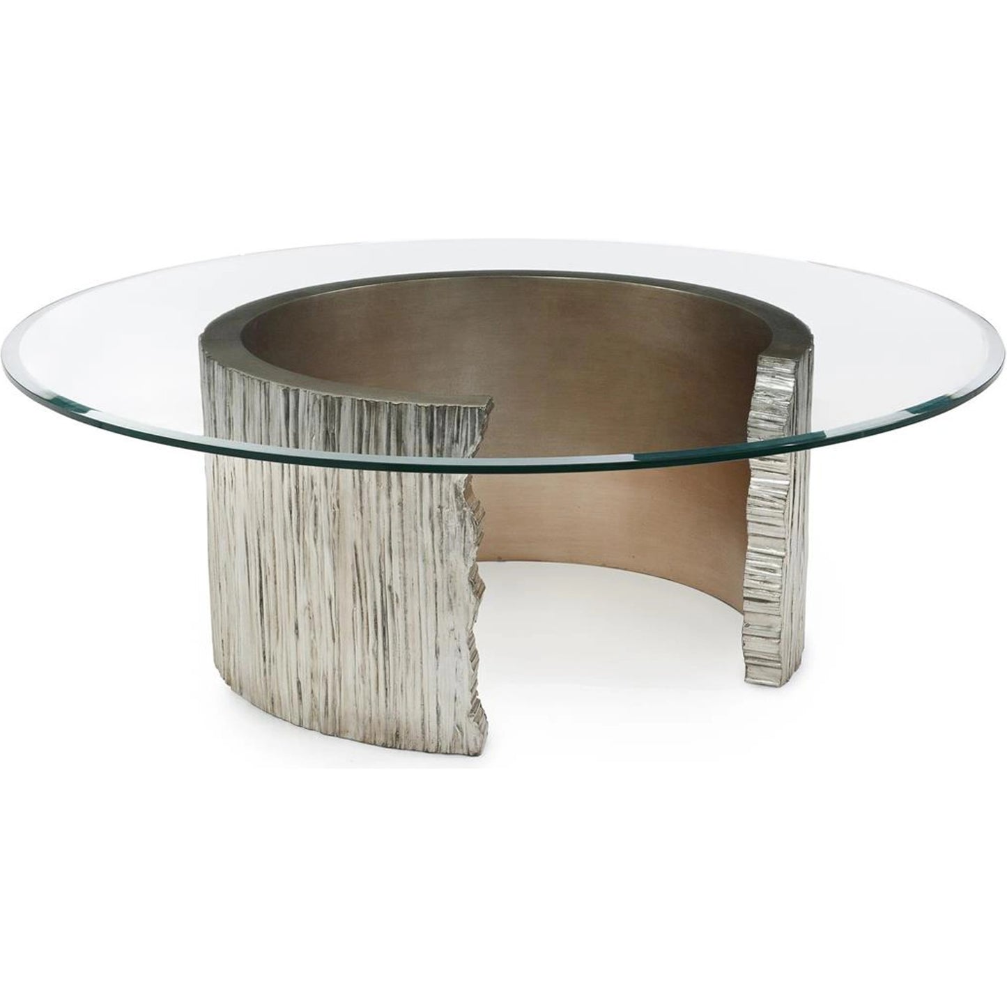 001 SI-1989053 | Primary Silo | Pyrenees Cocktail Table by John-Richard in burnished silver leaf, valyrian gold leaf. Made from unique in a modern style.