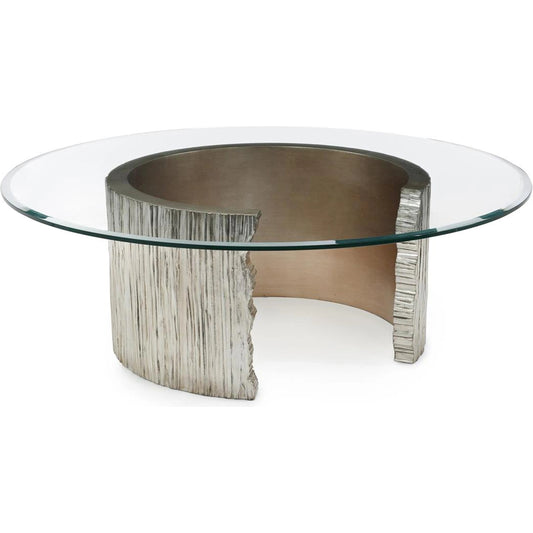 Pyrenees Cocktail Table by John-Richard in burnished silver leaf, valyrian gold leaf. Made from unique in a modern style.