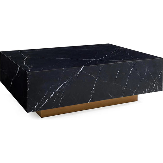 Vicenza Cocktail Table by John-Richard in honed nero statuario marble, brushed brass. Made from unique in a unique style.