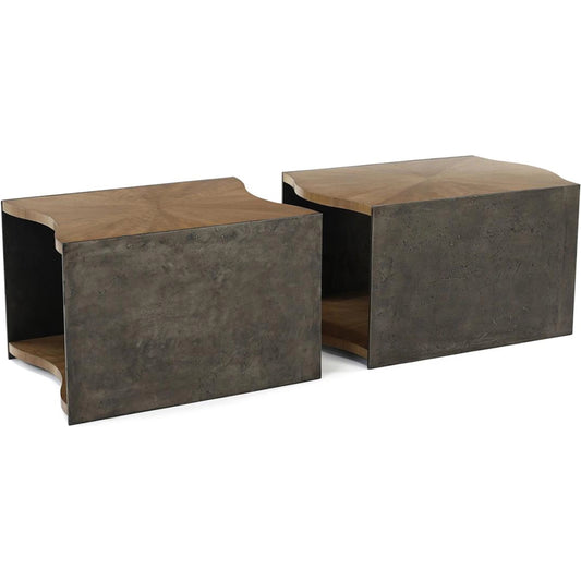 Concordia Side Tables (Set of 2) by John-Richard in brown and vigo, graphite. Made from walnut wood, aluminum in a unique style.