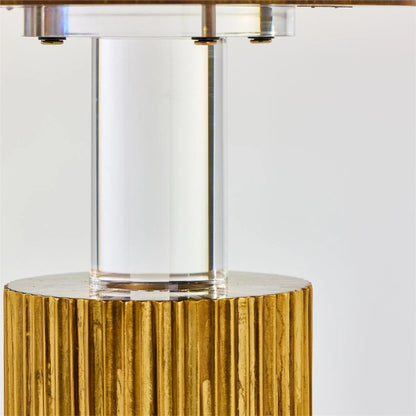 Beacon Side Table by John-Richard in natural, dark brown, clear and linea oro, shire. Made from oak wood, acrylic in a modern style.