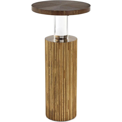 Beacon Martini Table by John-Richard in natural, dark brown, clear and linea oro, shire. Made from oak wood, acrylic in a modern style.