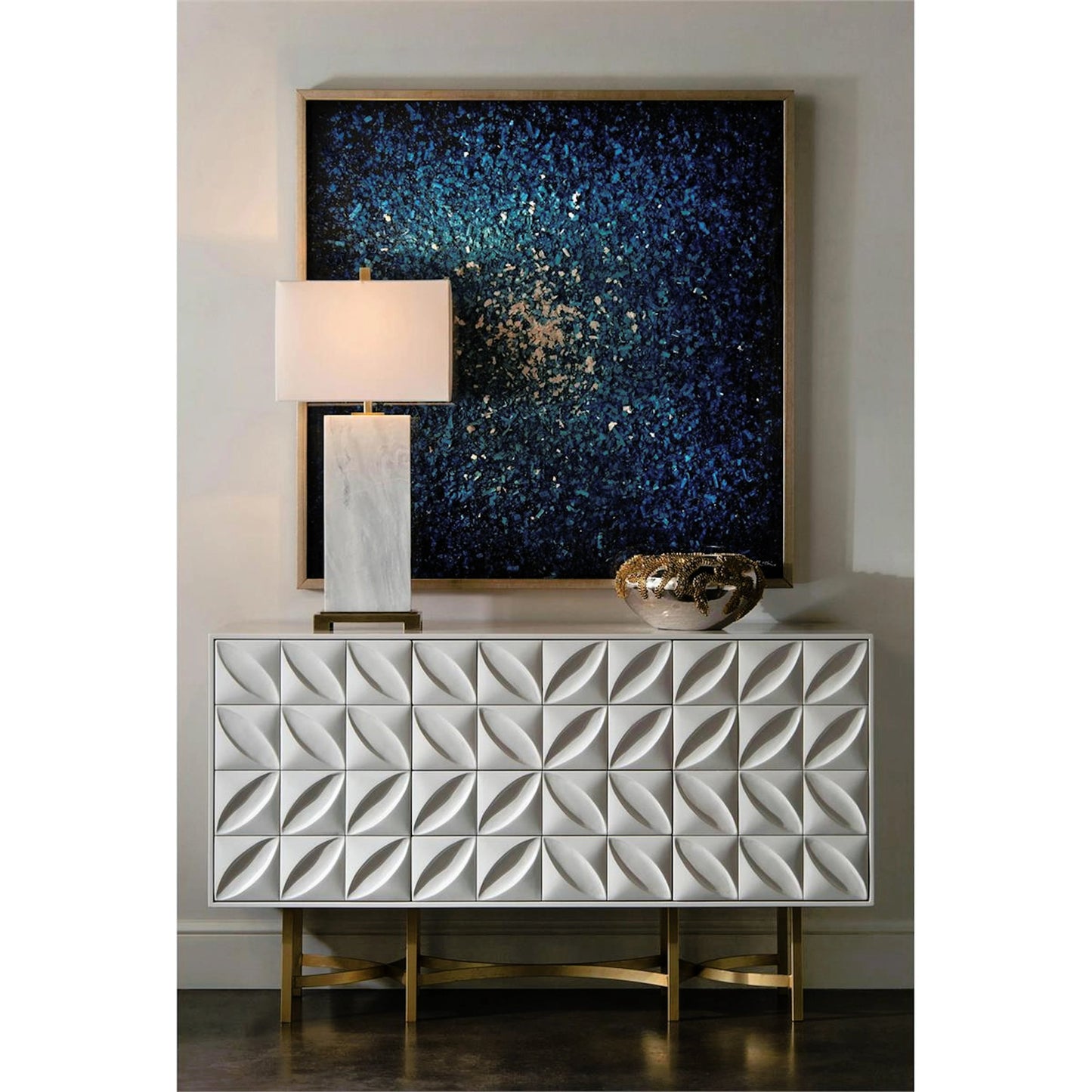 009 SR-864077 | Closeup | Ghost Credenza by John-Richard in bronze, white. Made from bronze, metal in a modern style.