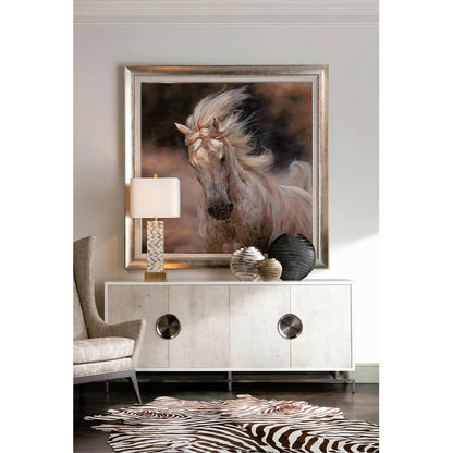 Dante Four-Door Credenza by John-Richard in beluga, stainless steel, white. Made from steel in a modern style.