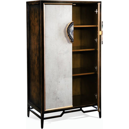 Anzu Cabinet by John-Richard in black, gold, walnut. Made from stone in a transitional style.