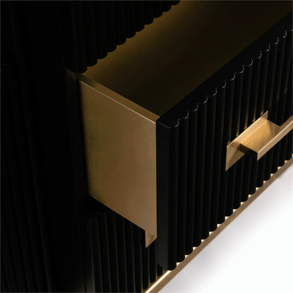 Black Satin Cabinet by John-Richard in black, brass, gold, stainless steel. Made from brass, steel in a transitional style.