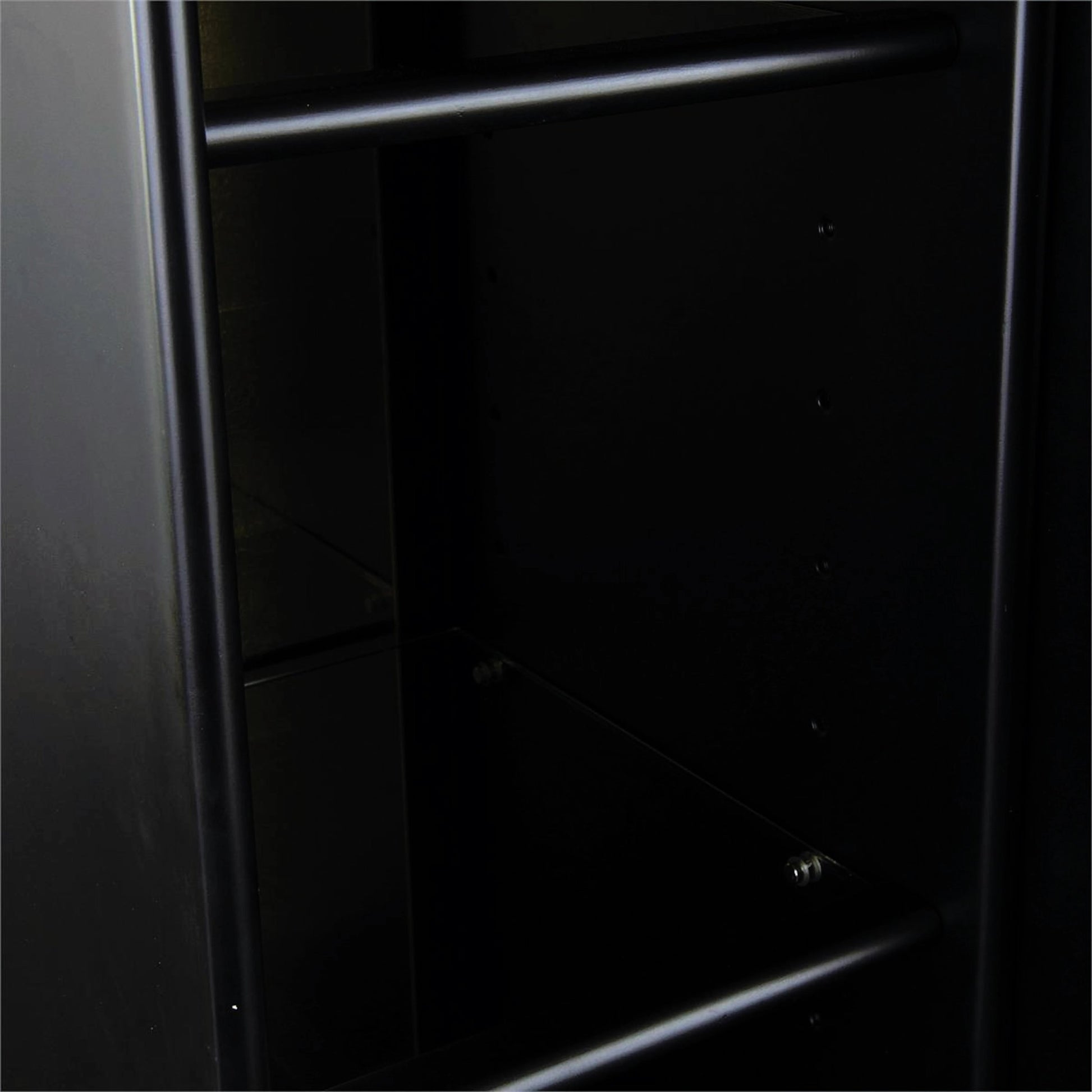 Black Satin Cabinet by John-Richard in black, brass, gold, stainless steel. Made from brass, steel in a transitional style.