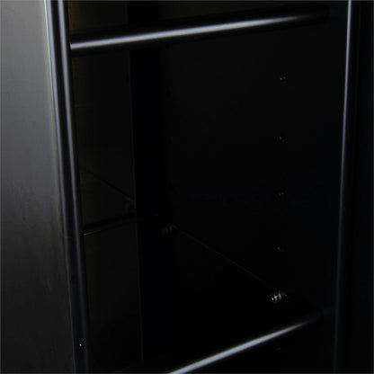 Black Satin Cabinet by John-Richard in black, brass, gold, stainless steel. Made from brass, steel in a transitional style.