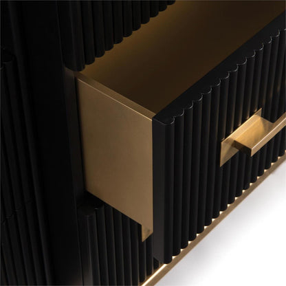 Black Satin Cabinet by John-Richard in black, brass, gold, stainless steel. Made from brass, steel in a transitional style.