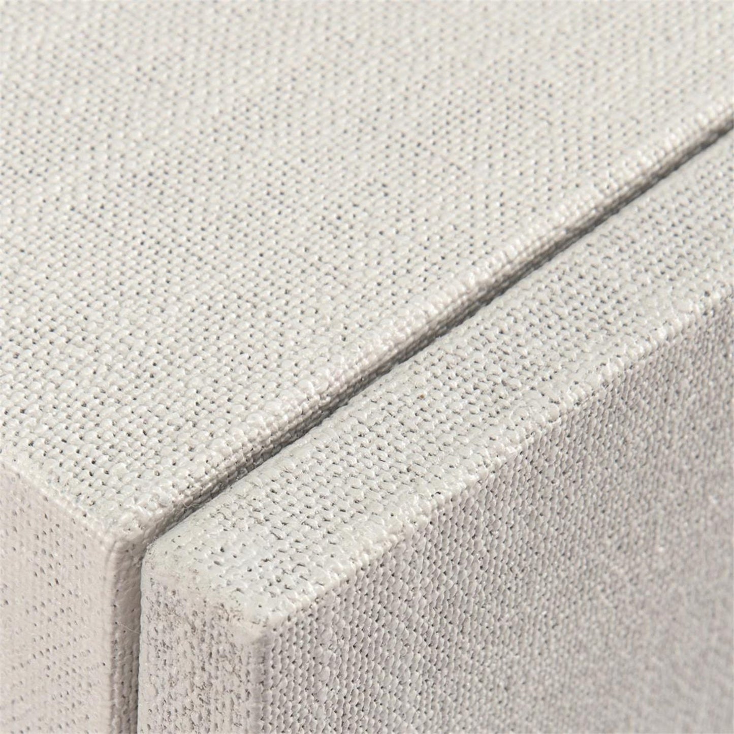 008 SR-771863 | Closeup | Martino Sideboard by John-Richard in stainless steel, white and white linen. Made from mdf, linen, acrylic, stainless steel in a modern style.