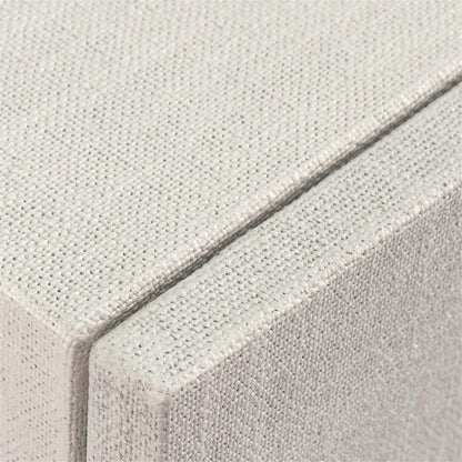 Martino Sideboard by John-Richard in stainless steel, white and white linen. Made from mdf, linen, acrylic, stainless steel in a modern style.
