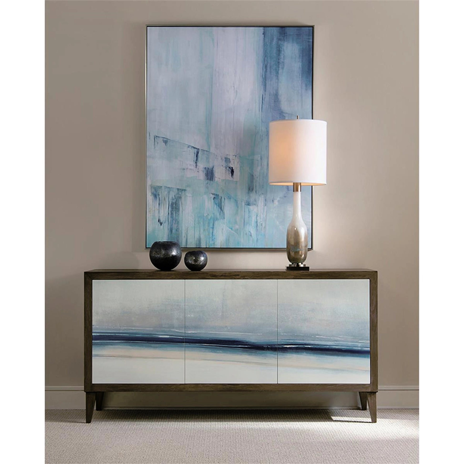 Enigma Credenza by John-Richard in oak and driftwood, giclee. Made from mdf, oak solid, veneer in a coastal style.