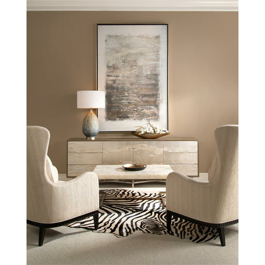 Audley Sideboard by John-Richard in oak, silver, stainless steel, white. Made from steel in a eclectic & global style.