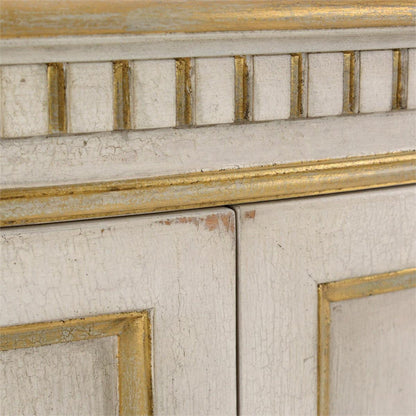 Volnay Demilune Cabinet by John-Richard in brass, cream, gold. Made from brass in a traditional style.