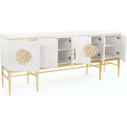 Moder Sideboard by John-Richard in ash, beluga, gold. Made from acrylic, steel in a transitional style.