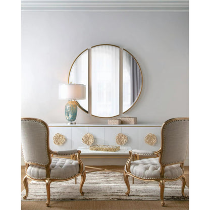 Moder Sideboard by John-Richard in ash, beluga, gold. Made from acrylic, steel in a transitional style.