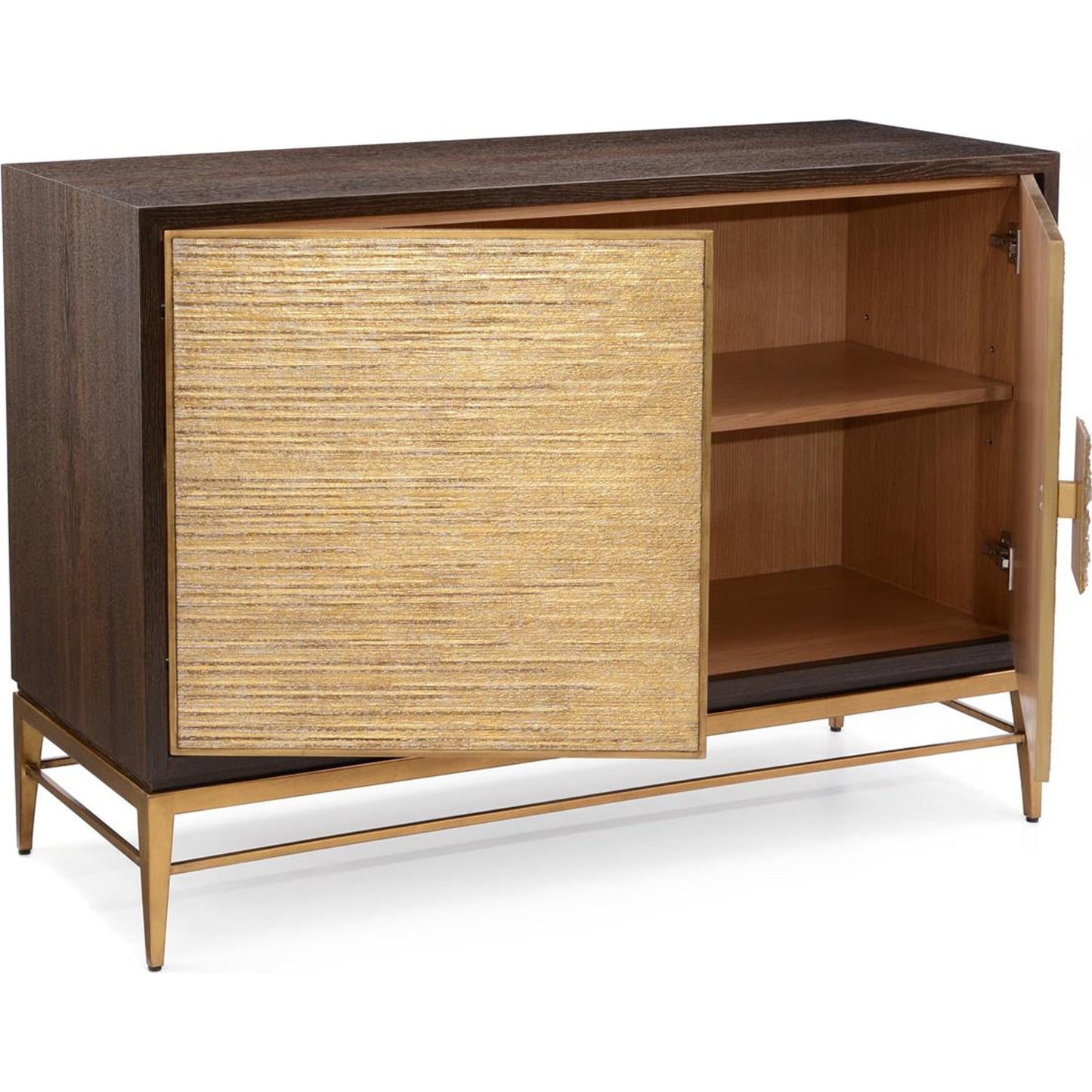 001 SI-1757157 | Additional Silo | Walthall Cabinet by John-Richard in black and smoked oak, gold. Made from glass, steel in a transitional style.