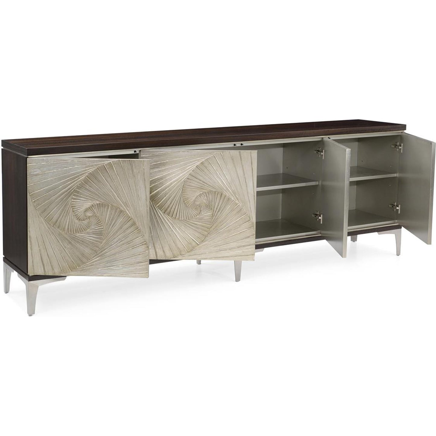 001 SI-1757095 | Additional Silo | Rosedale Four Door Cabinet by John-Richard in rose and smoked eucalyptus, pewter silver. Made from unique in a transitional style.