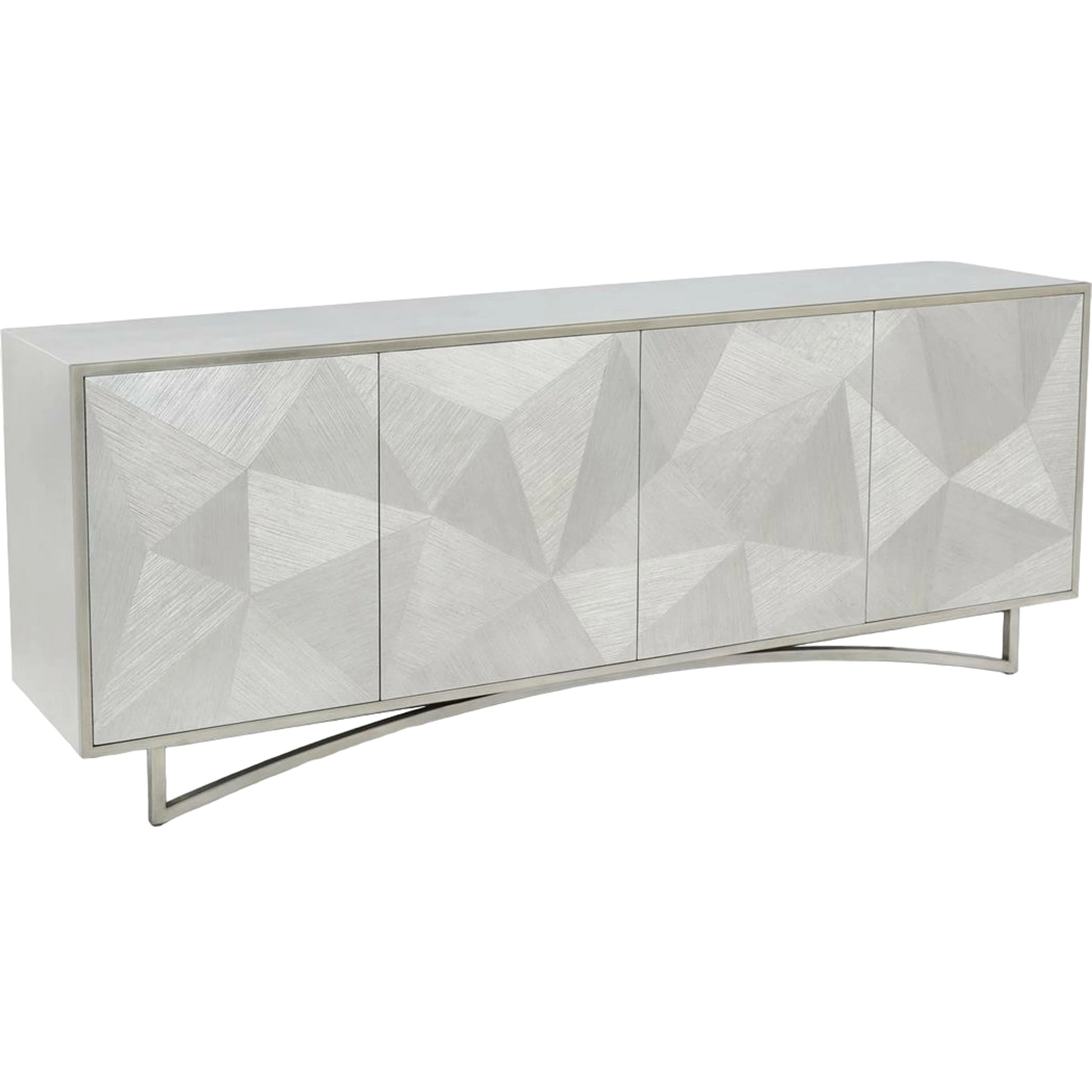 Vertex Sideboard by John-Richard in silver whitewash, aluminum leaf. Made from unique in a transitional style.