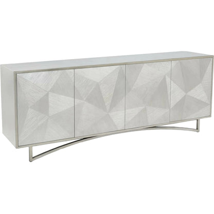 Vertex Sideboard by John-Richard in silver whitewash, aluminum leaf. Made from unique in a transitional style.