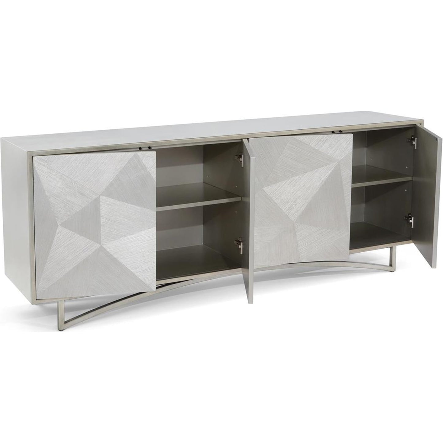 001 SI-1757156 | Additional Silo | Vertex Sideboard by John-Richard in silver whitewash, aluminum leaf. Made from unique in a transitional style.