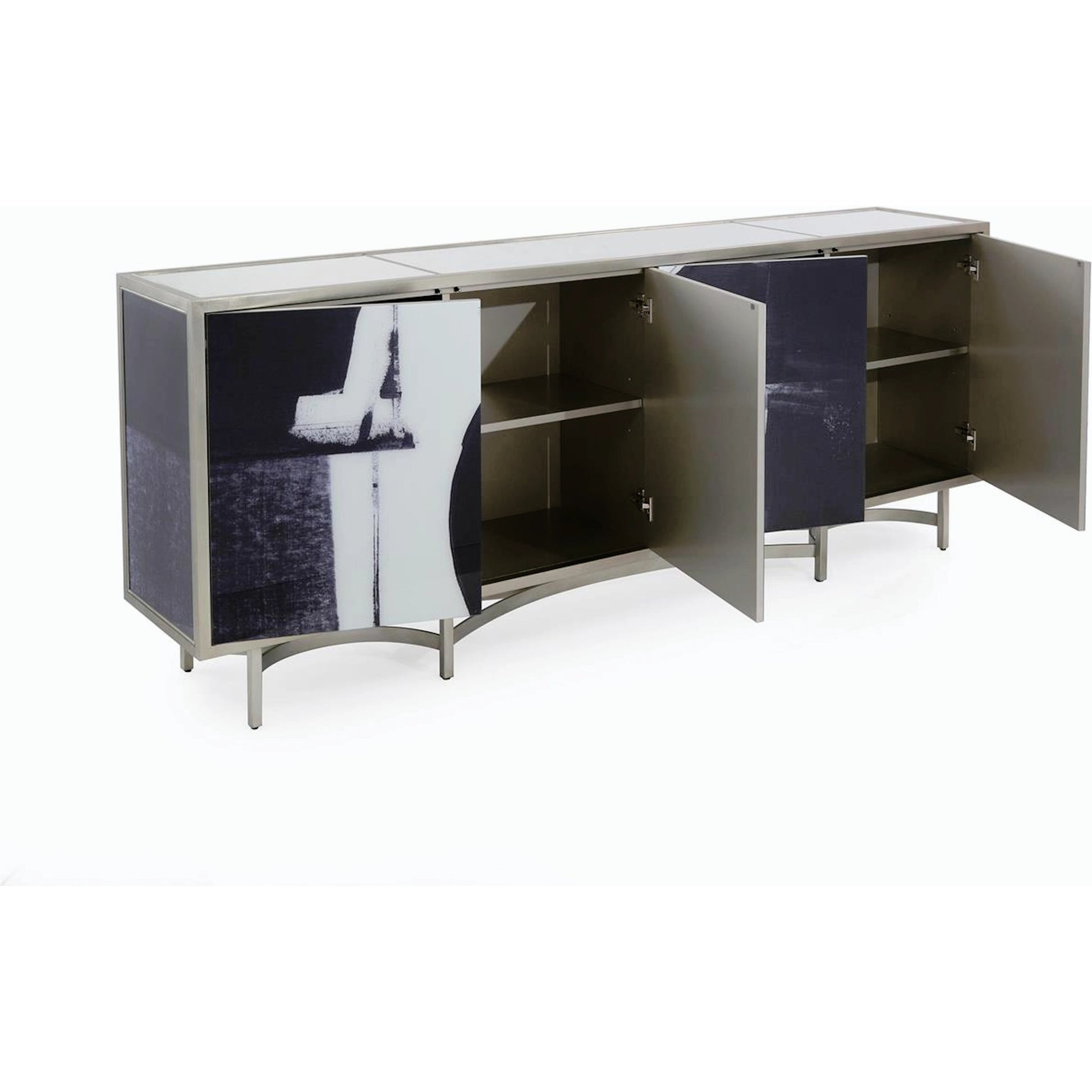 Entanglement Sideboard by John-Richard in tan and pewter. Made from glass in a modern style.