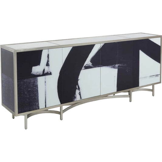 Entanglement Sideboard by John-Richard in tan and pewter. Made from glass in a modern style.