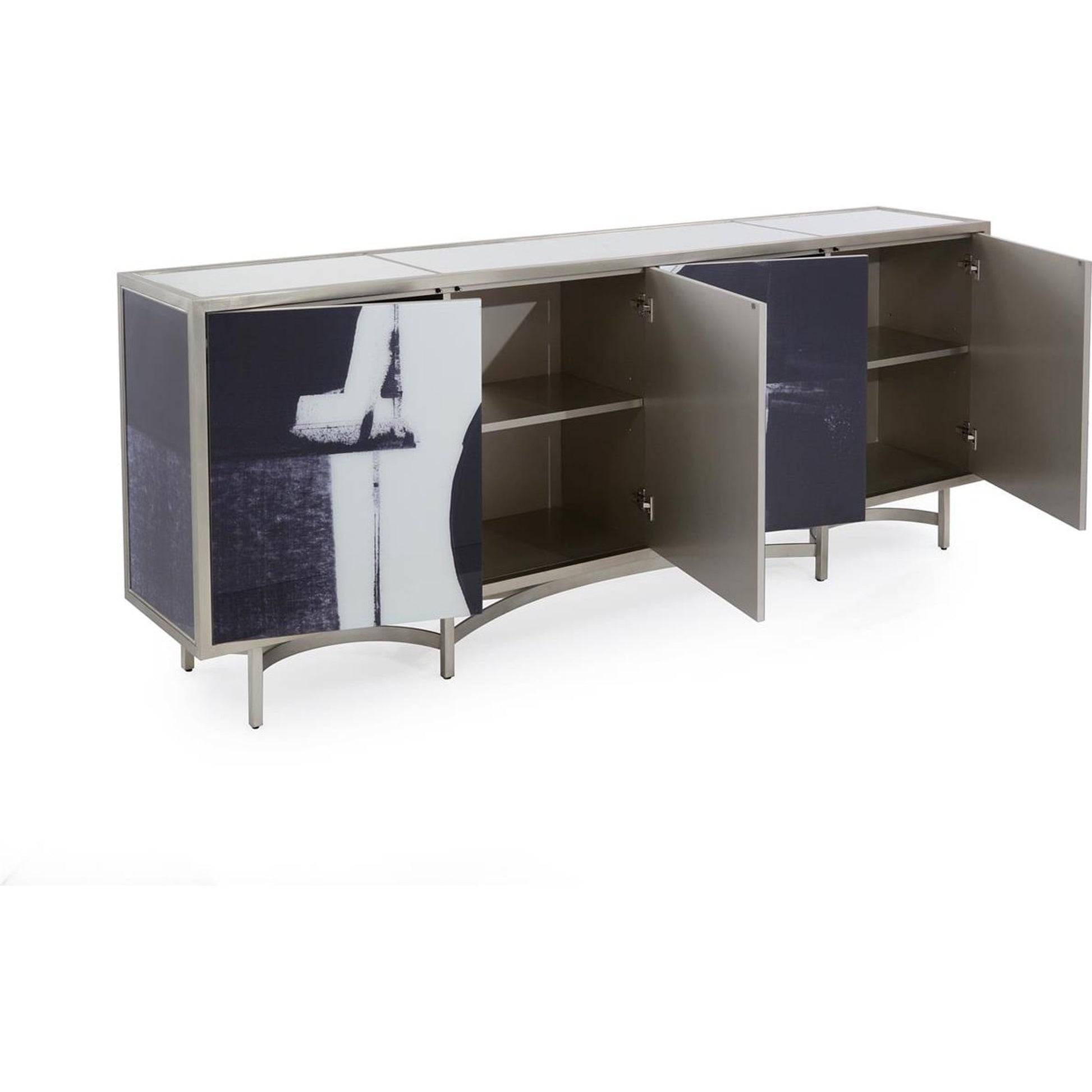 Entanglement Sideboard by John-Richard in tan and pewter. Made from glass in a modern style.