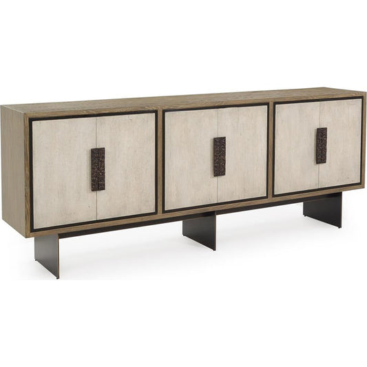 Kaya Credenza by John-Richard in red and driftwood oak. Made from unique in a modern style.