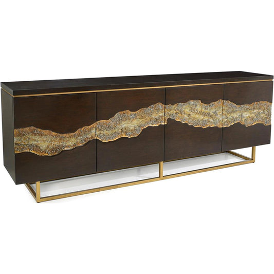 Golden Valley Credenza by John-Richard in black walnut, antique gold. Made from unique in a modern style.