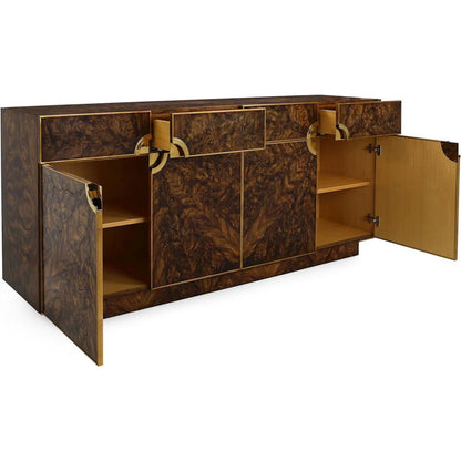Hestra Foor-Door Credenza by John-Richard in black and lucerne, antique gold. Made from unique in a traditional style.