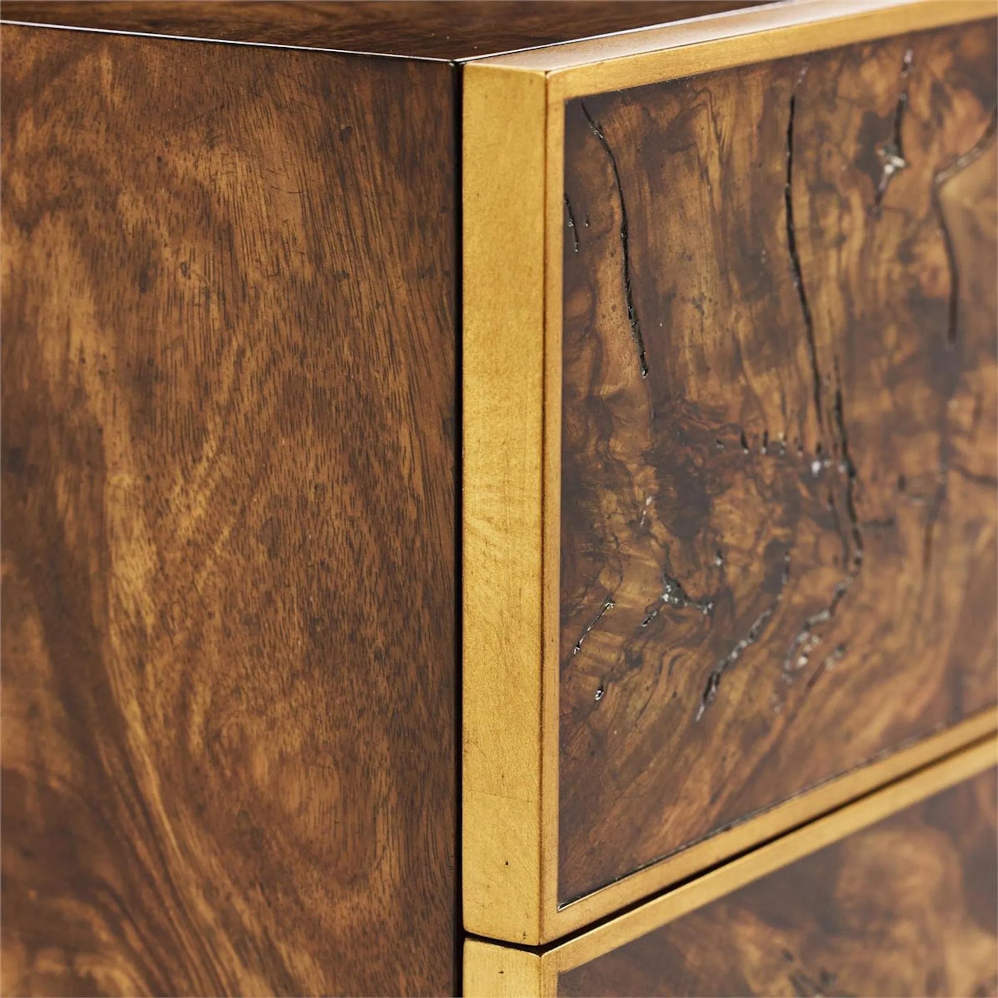 Hestra Foor-Door Credenza by John-Richard in black and lucerne, antique gold. Made from unique in a traditional style.