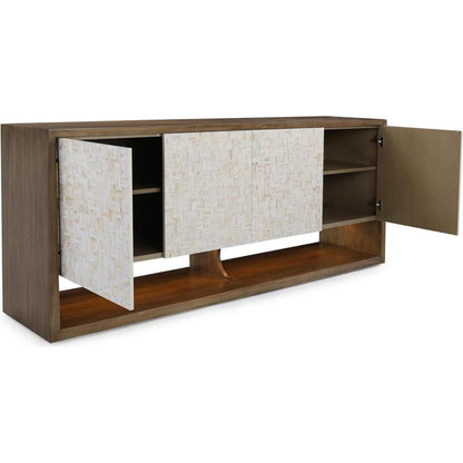 Venus Four-Door Credenza by John-Richard in black and tristan, mother of pearl. Made from unique in a transitional style.