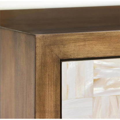 Venus Four-Door Credenza by John-Richard in black and tristan, mother of pearl. Made from unique in a transitional style.
