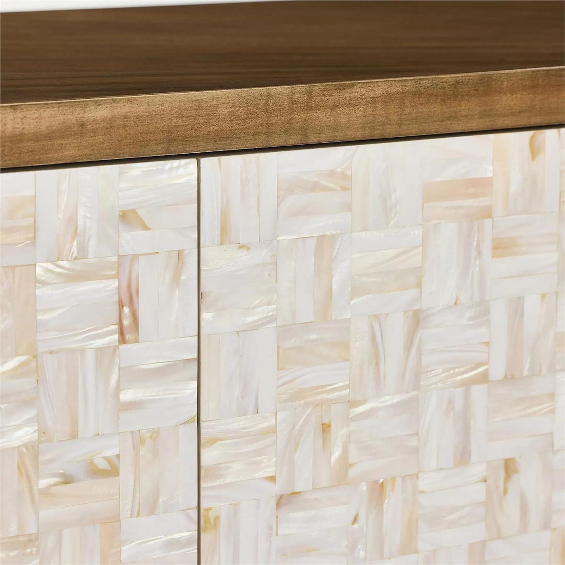 Venus Four-Door Credenza by John-Richard in black and tristan, mother of pearl. Made from unique in a transitional style.