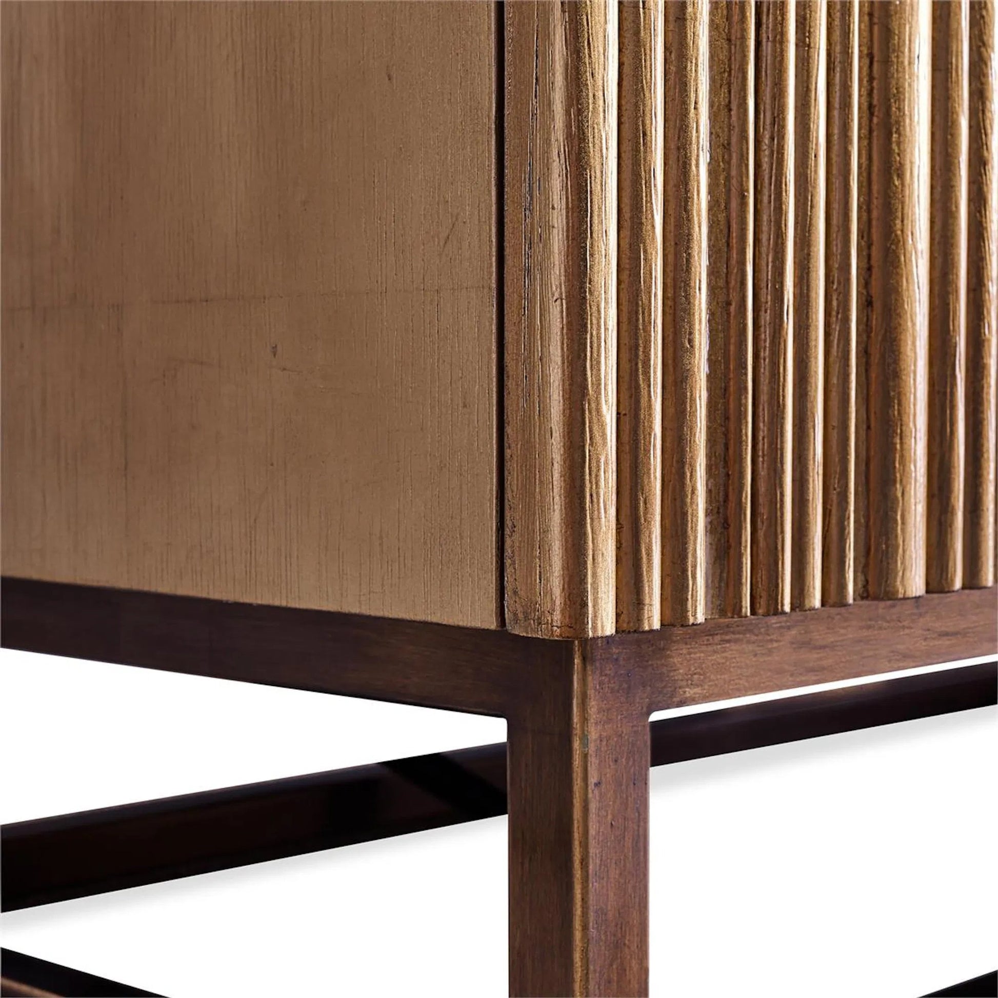 Destello Four-Door Credenza by John-Richard in black and gold coast. Made from oak wood, steel, marble in a modern style.