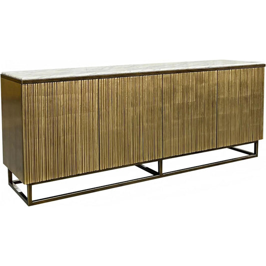 Destello Four-Door Credenza by John-Richard in moore bronze, brown, black, white and gold coast. Made from oak wood, steel, marble in a unique style.