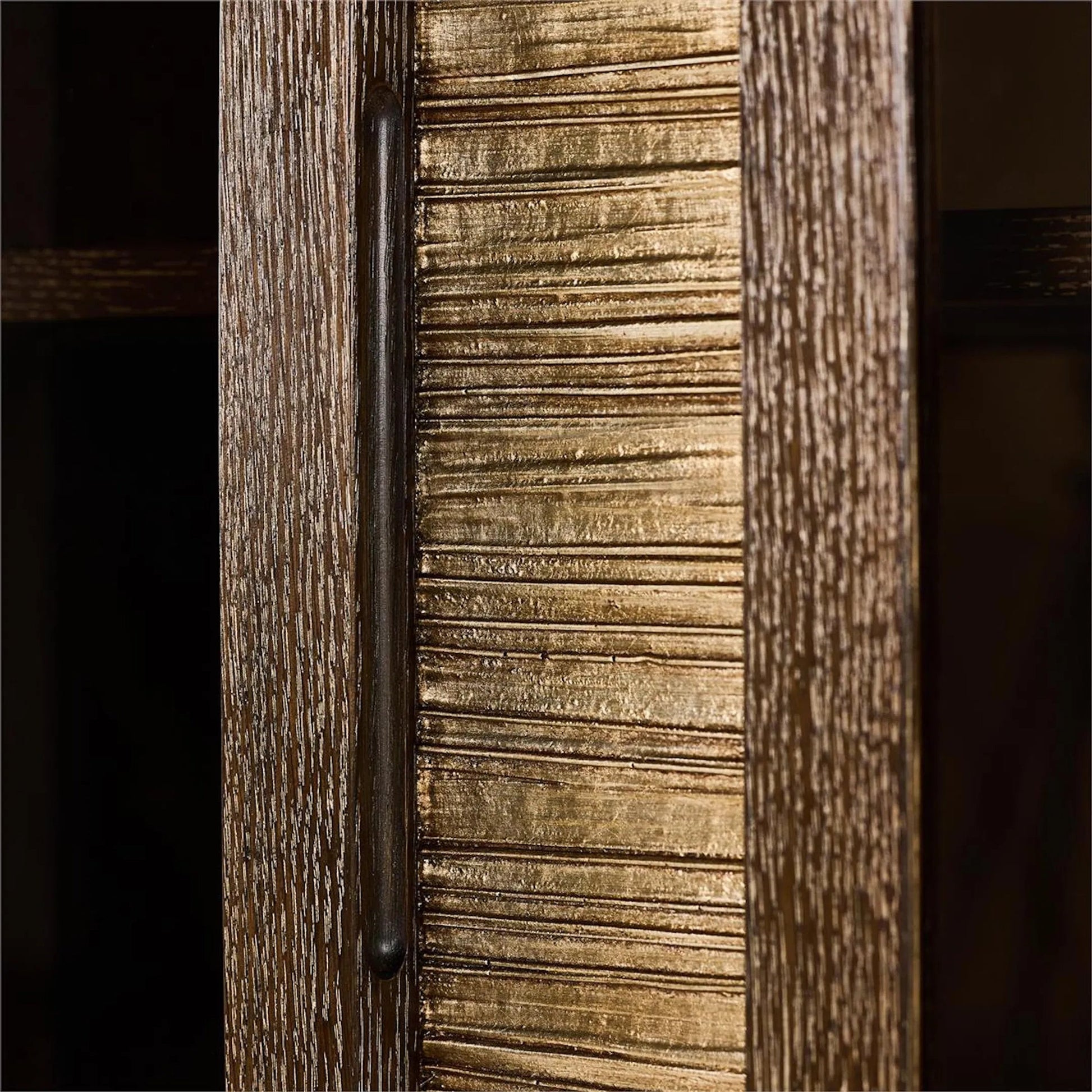 Bon Vivant Display Cabinet by John-Richard in black and fallstaff. Made from oak wood, tempered glass, bronze glass, bronze mirror in a traditional style.