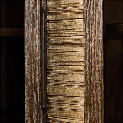 Bon Vivant Display Cabinet by John-Richard in black and fallstaff. Made from oak wood, tempered glass, bronze glass, bronze mirror in a traditional style.