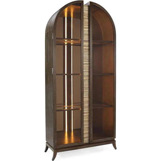 Bon Vivant Display Cabinet by John-Richard in bronze, brown, valyrian gold and fallstaff. Made from oak wood, tempered glass, bronze glass, bronze mirror in a unique style.