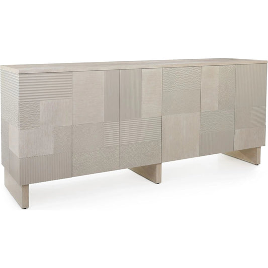 Varia Six-Door Credenza by John-Richard in grey washed oak, acropolis grey. Made from unique in a unique style.