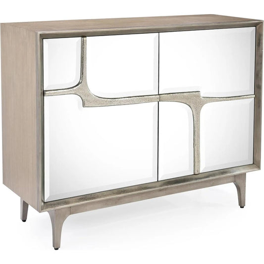 Stride Two-Door Cabinet by John-Richard in driftwood, antique pewter. Made from unique in a unique style.