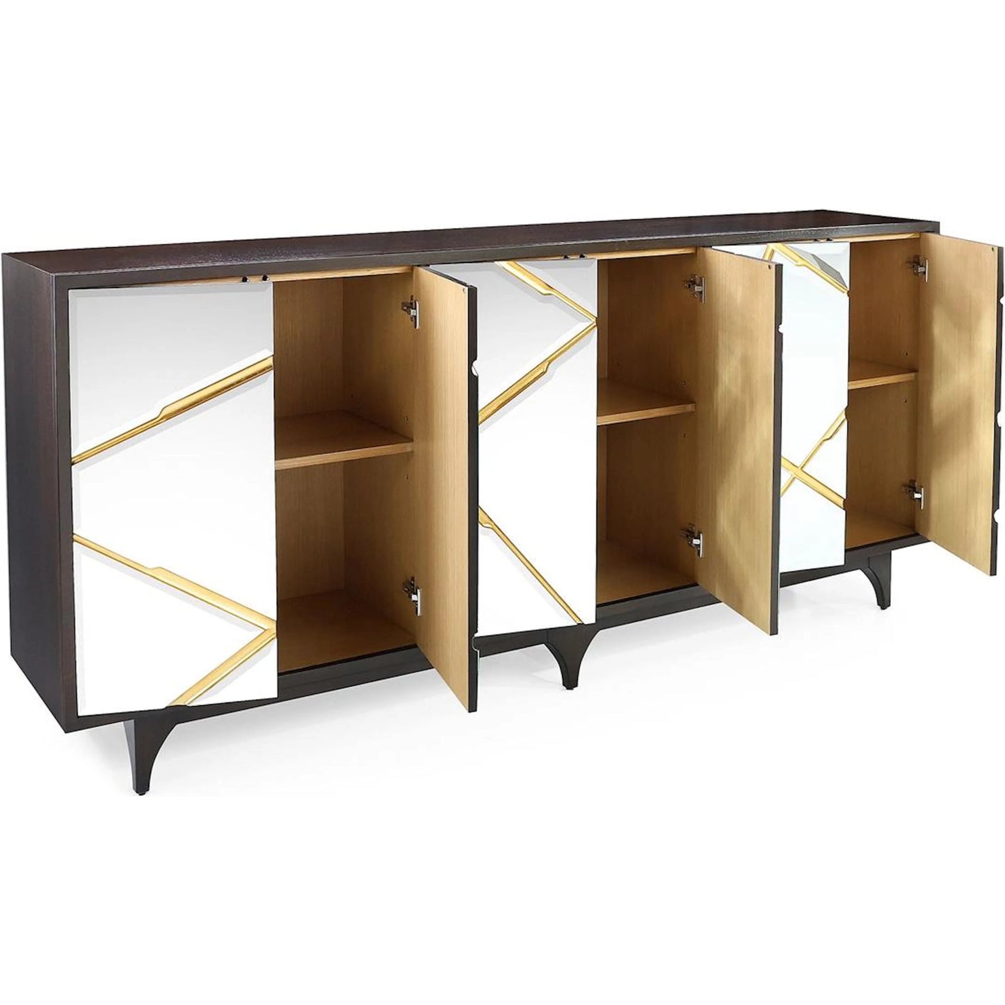 001 SI-2373795 | Additional Silo | Ronin Six-Door Sideboard by John-Richard in black and smoked, exotic gold. Made from unique in a modern style.