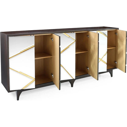 Ronin Six-Door Sideboard by John-Richard in black and smoked, exotic gold. Made from unique in a modern style.