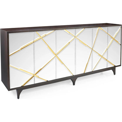 Ronin Six-Door Sideboard by John-Richard in black and smoked, exotic gold. Made from unique in a modern style.