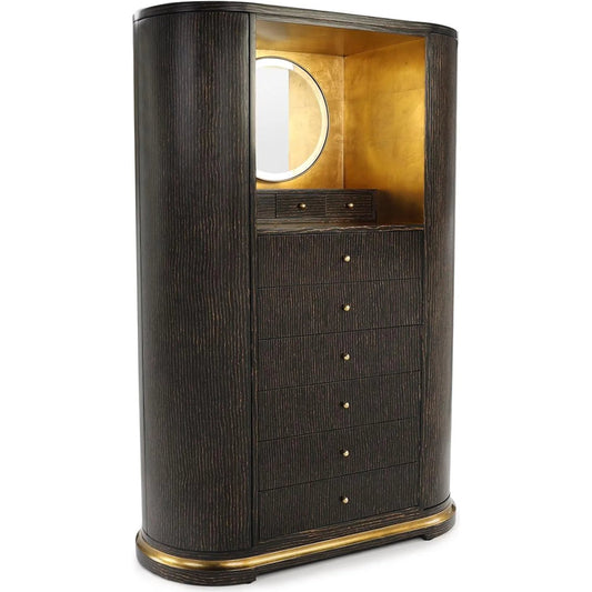 Socialite Armoire by John-Richard in ebony, antique gold. Made from unique in a unique style.