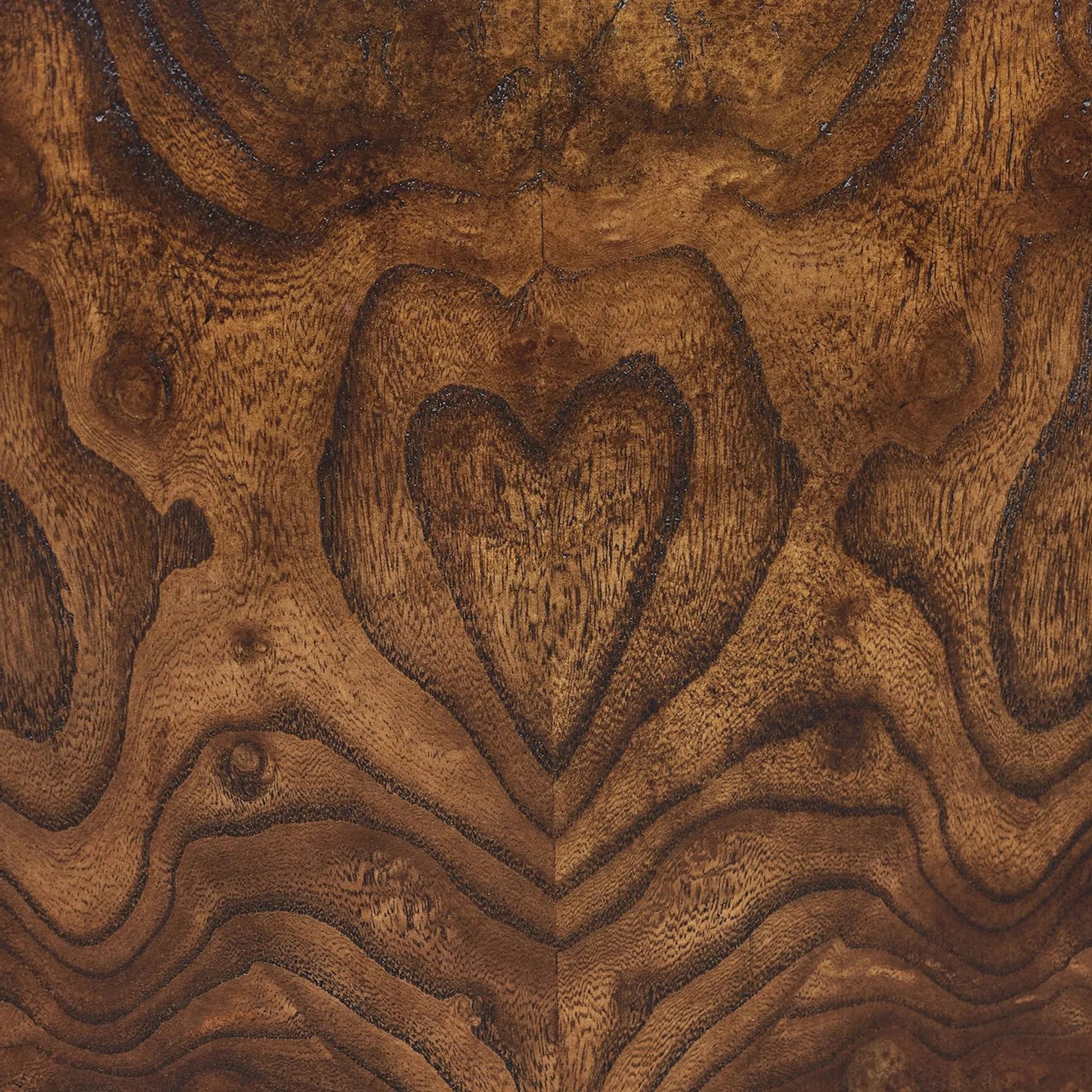 Elwyn Four-Door Credenza by John-Richard in black and ember, english brass. Made from elm burl, celtis wood, steel in a transitional style.