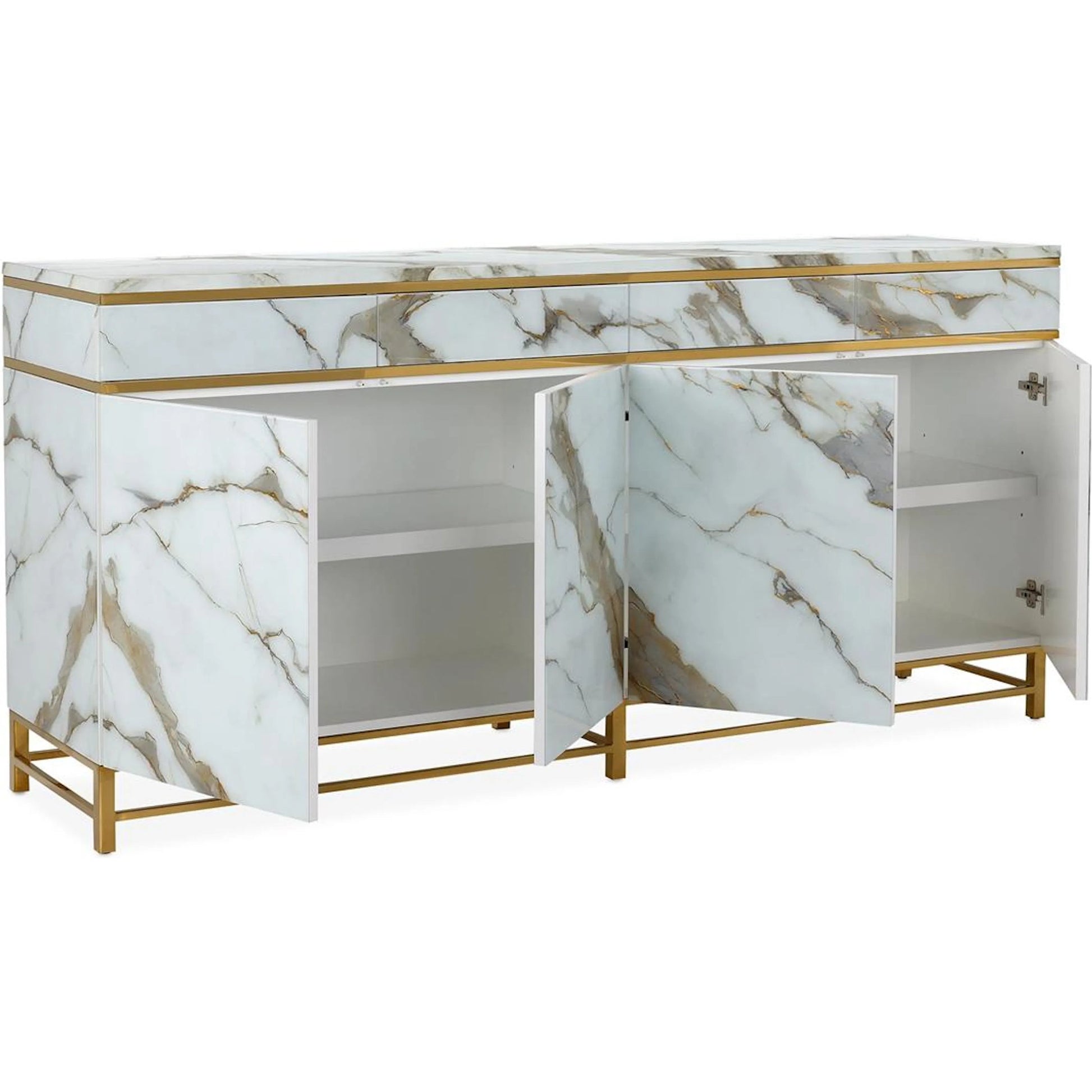 Marbled Four-Door Sideboard by John-Richard in white. Made from unique in a unique style.